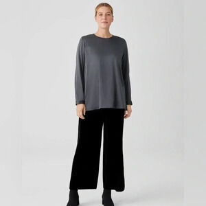 Fabiana Filippi charcoal gray stretch silk blend blouse long sleeve  XXS